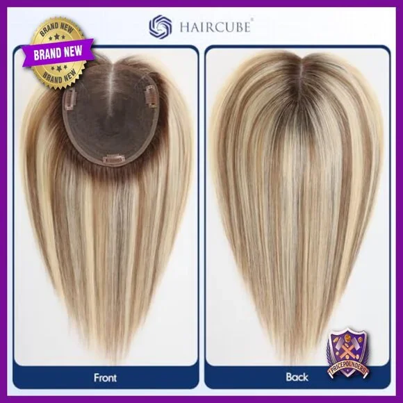 Large Base Human Hair Topper 6x5 Inch 60g For Thinning Hair Daily Wear